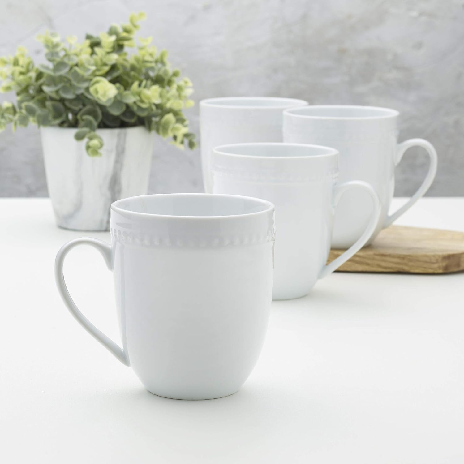 White Beaded Set of 4 Mugs - Image 3